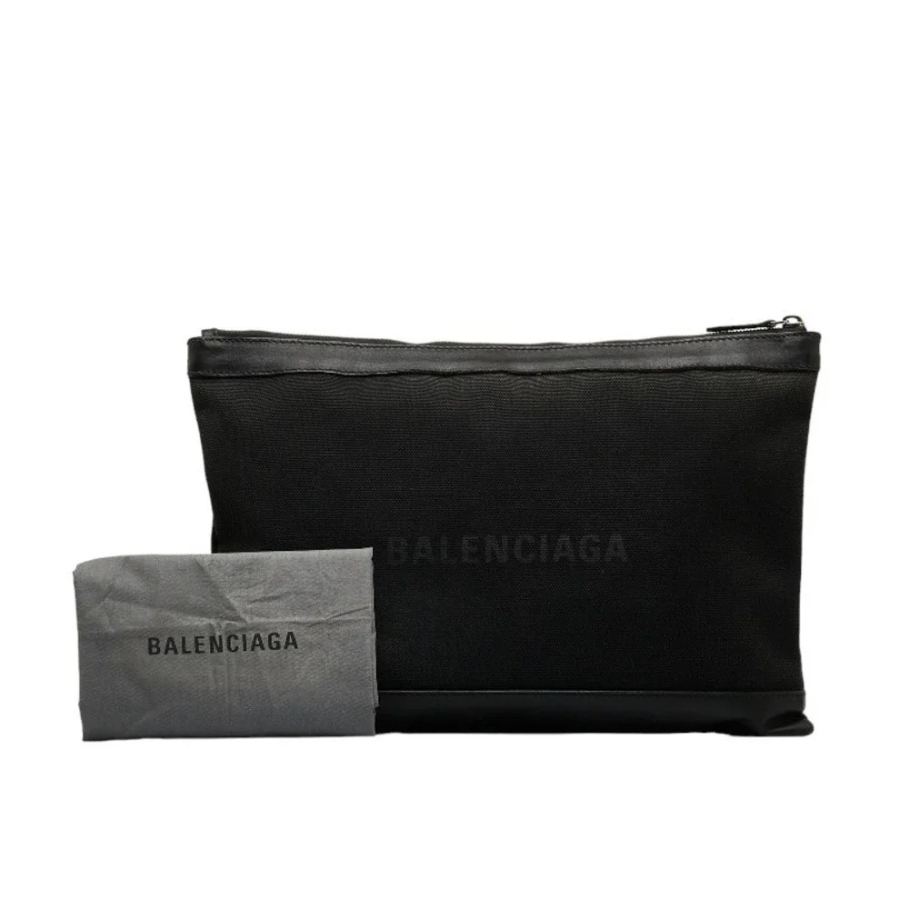 Authentic Balenciaga Navy Clip L Canvas Clutch Bag - Picture 10 of 11